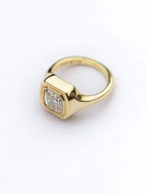 Moissanite, Asscher Cut Diamond Ring, Gold Ring, Jewelry, Unique Stone, Gold